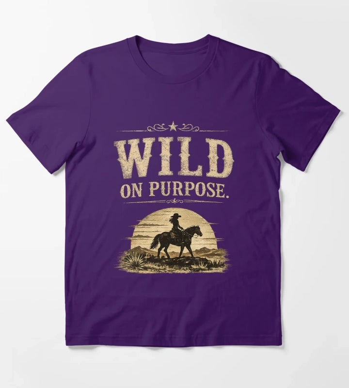 Wild On Purpose Vintage Western Cowgirl Graphic T-Shirt Purple