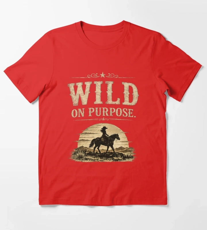 Wild On Purpose Vintage Western Cowgirl Graphic T-Shirt Red