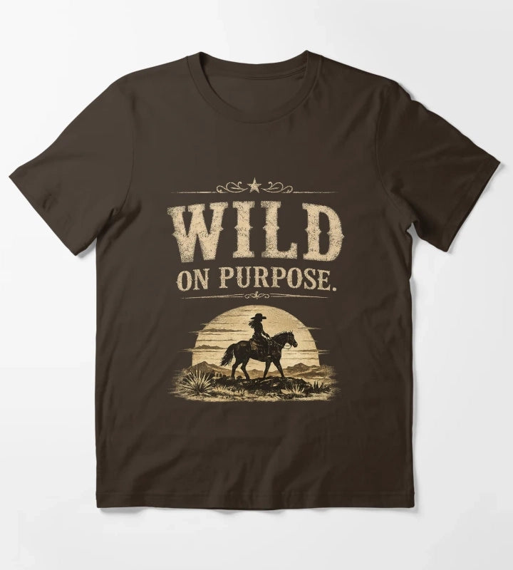 Wild On Purpose Vintage Western Cowgirl Graphic T-Shirt Brown