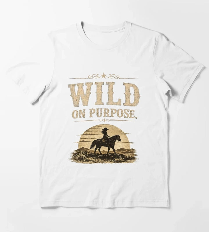 Wild On Purpose Vintage Western Cowgirl Graphic T-Shirt White