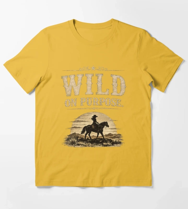 Wild On Purpose Vintage Western Cowgirl Graphic T-Shirt Yellow