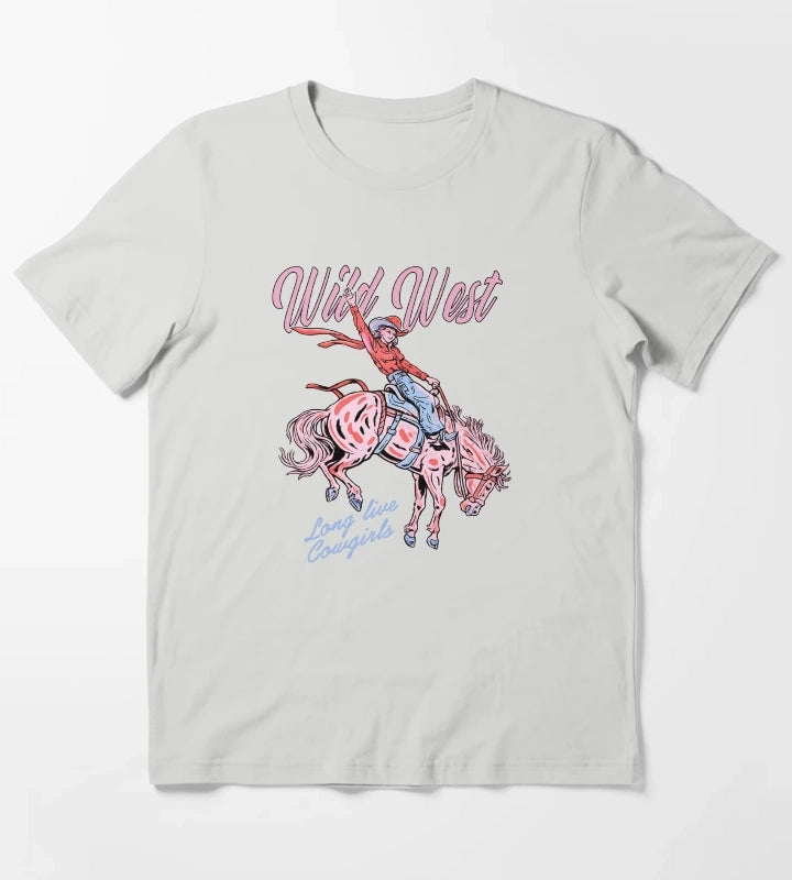 Wild West Long Live Cowgirls T-Shirt Light Grey