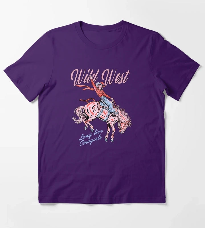 Wild West Long Live Cowgirls T-Shirt Purple