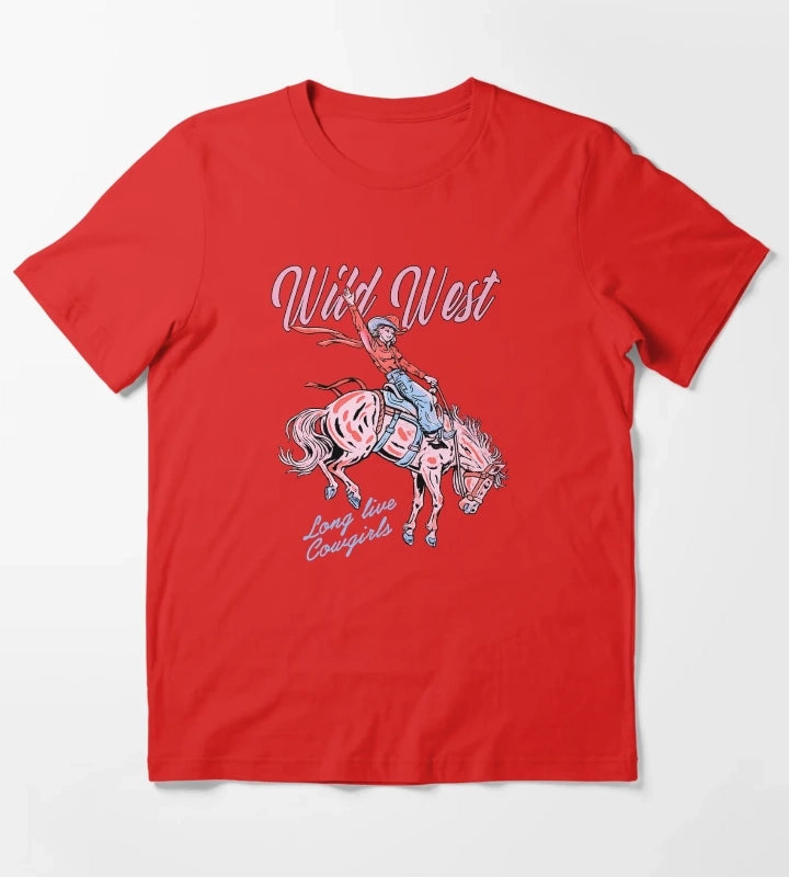 Wild West Long Live Cowgirls T-Shirt Red