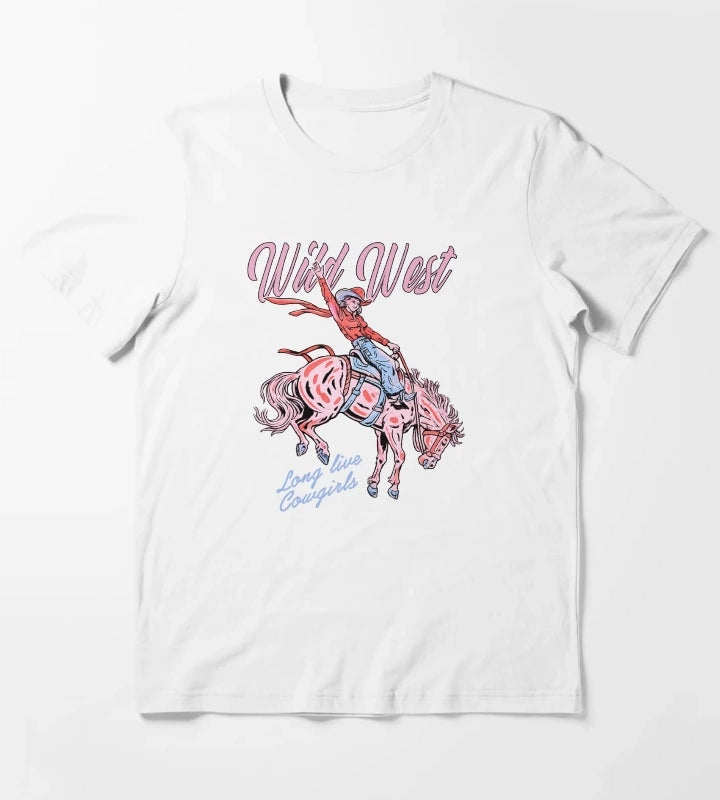 Wild West Long Live Cowgirls T-Shirt White