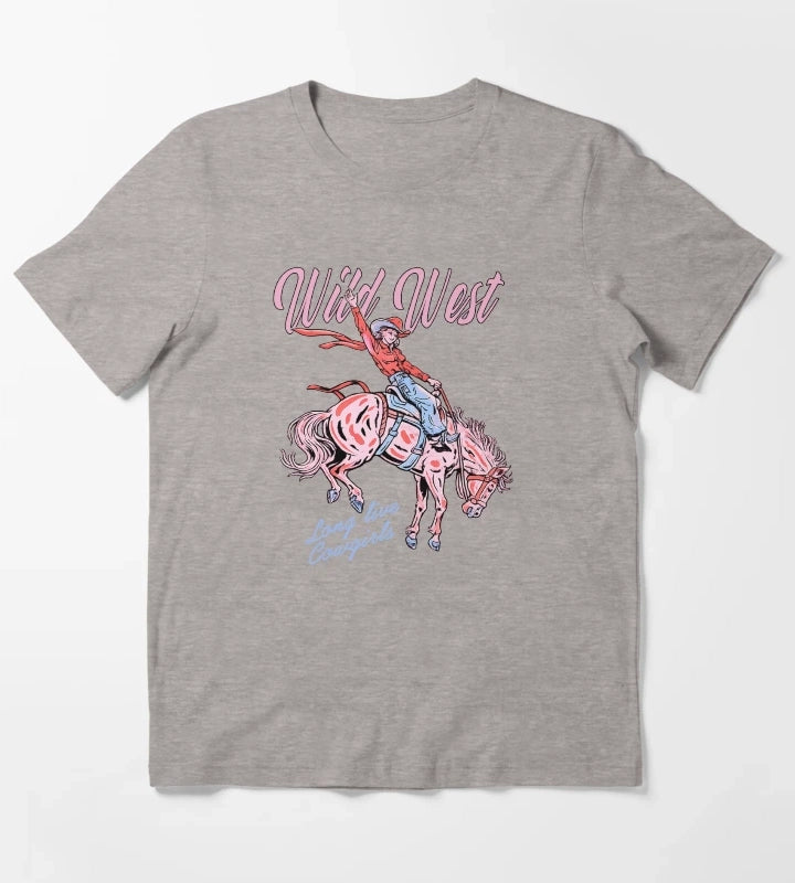 Wild West Long Live Cowgirls T-Shirt Heather Grey