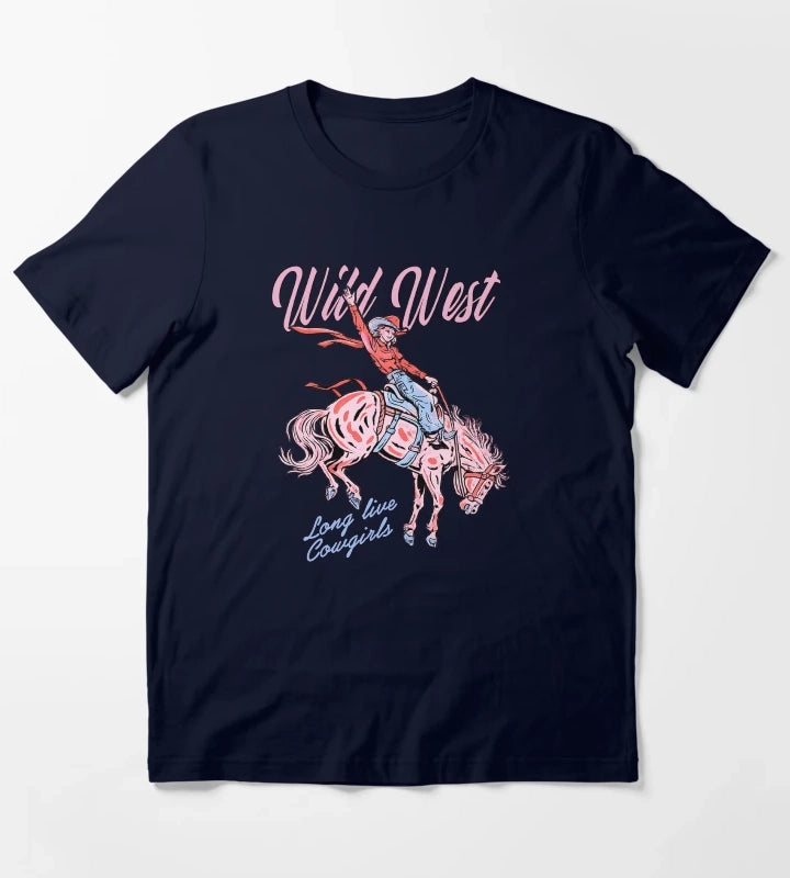 Wild West Long Live Cowgirls T-Shirt Navy