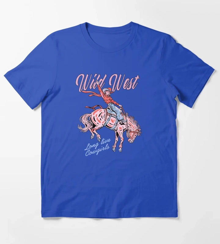 Wild West Long Live Cowgirls T-Shirt Blue