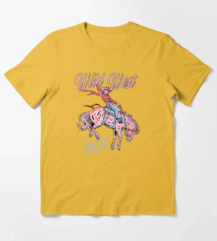 Wild West Long Live Cowgirls T-Shirt Yellow