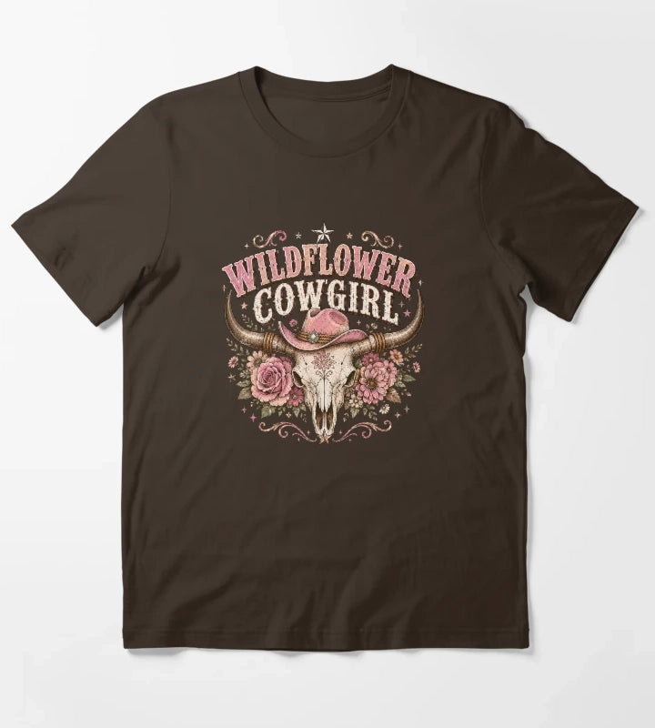 Wildflower cowgirl with rustic charm T-Shirt Brown