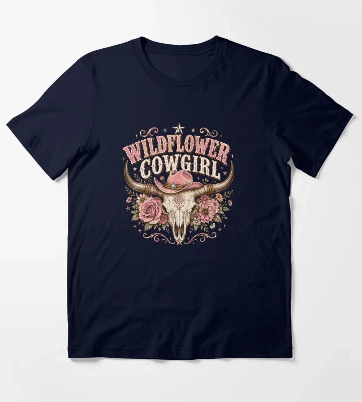 Wildflower cowgirl with rustic charm T-Shirt Navy