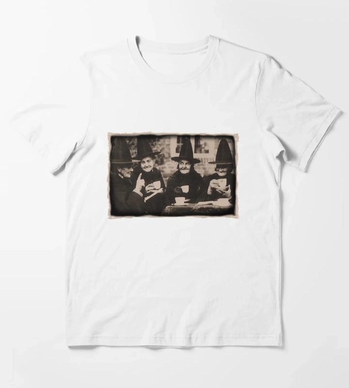 Witches Tea Party old black white T-Shirt White