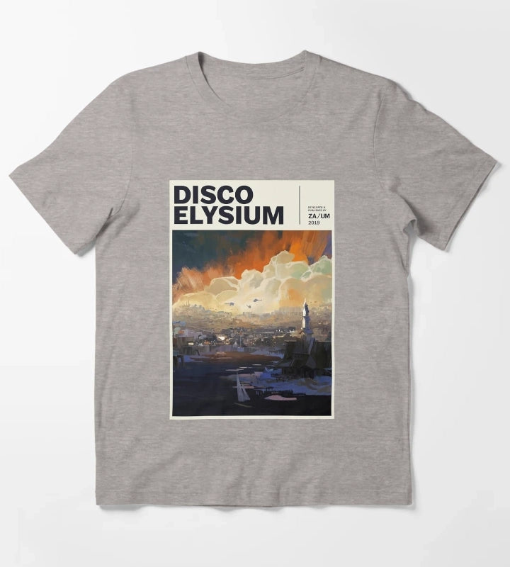 Women Men Disco Gaming Elysium Gifts For Movie Fans T-Shirt Heather Grey