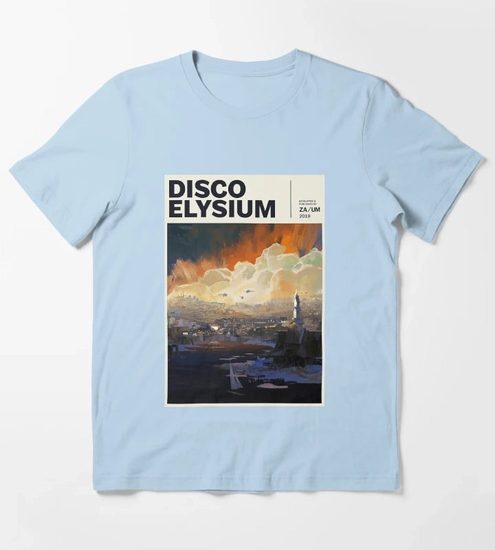 Women Men Disco Gaming Elysium Gifts For Movie Fans T-Shirt Sky Blue