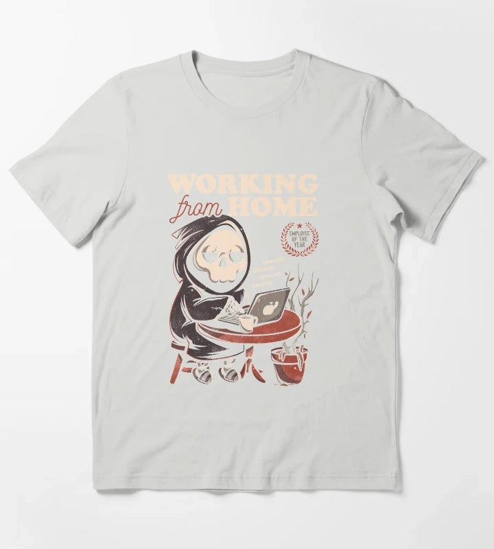 Working From Home Creepy Skull Gift T-Shirt Light Grey