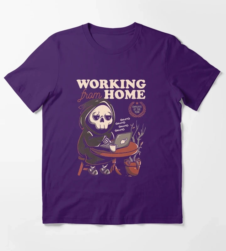 Working From Home Creepy Skull Gift T-Shirt Purple