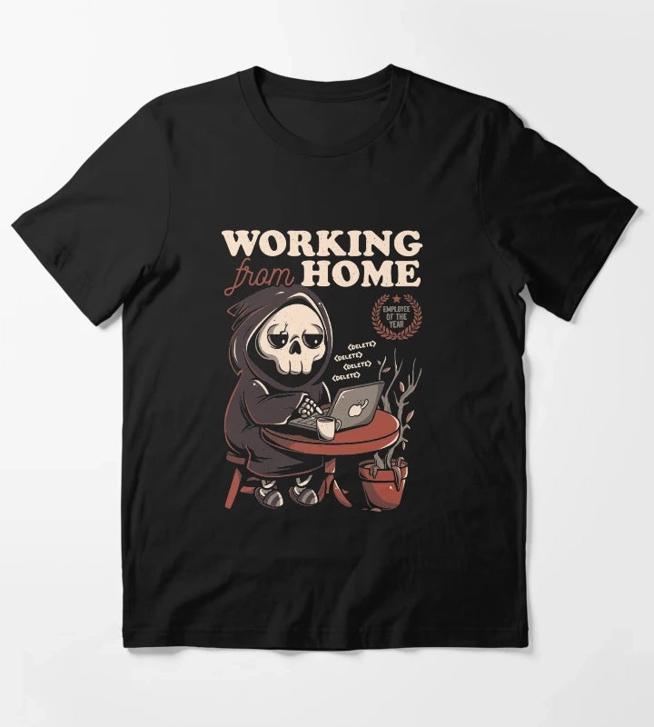 Working From Home Creepy Skull Gift T-Shirt