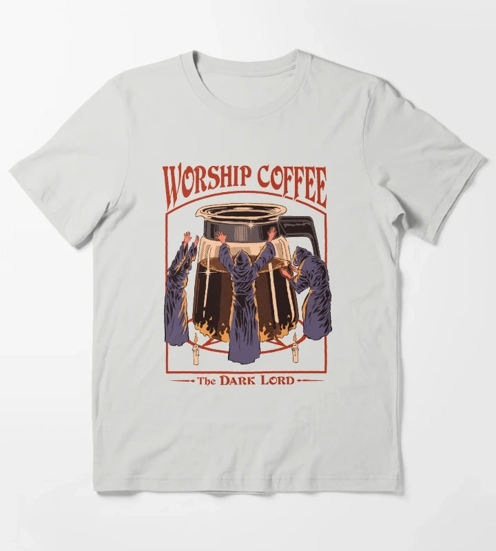 Worship Coffee T-Shirt Light Grey
