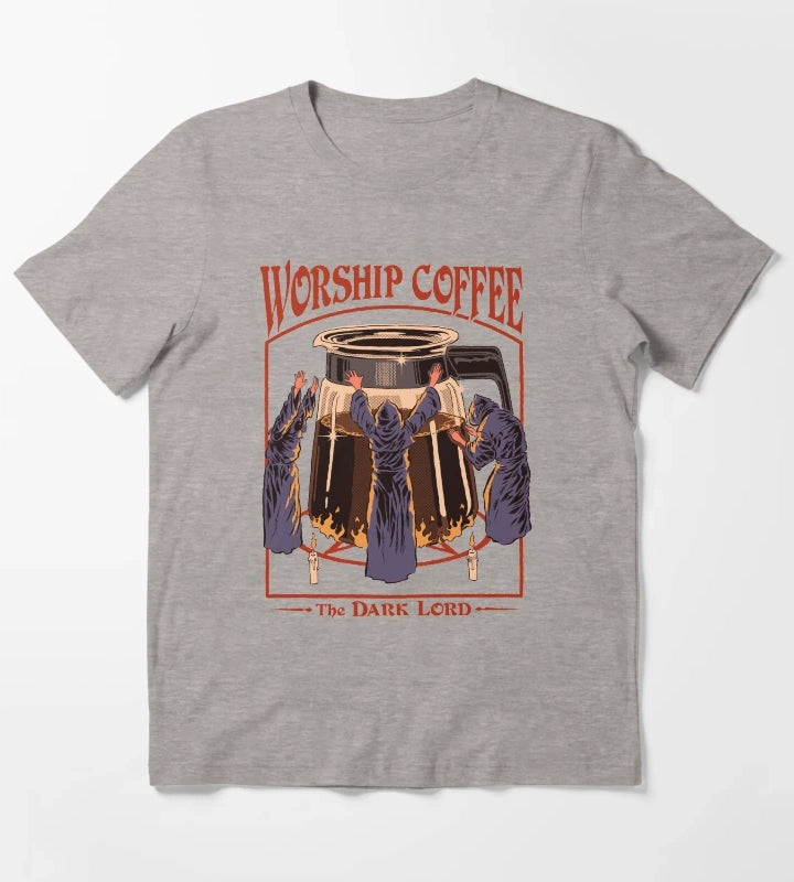 Worship Coffee T-Shirt Heather Grey