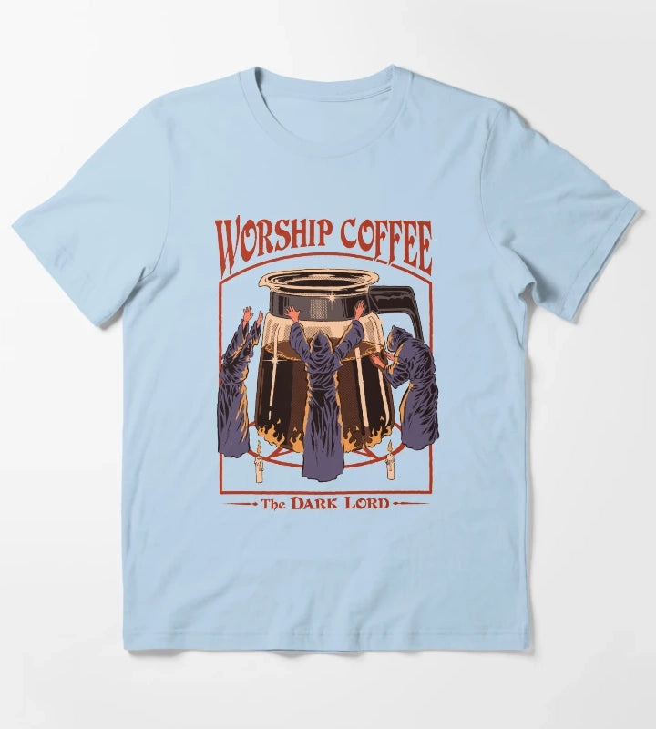 Worship Coffee T-Shirt Sky Blue
