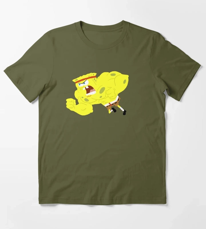 Wrestling Spongebob T-Shirt Olive Green