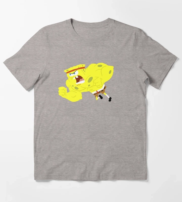 Wrestling Spongebob T-Shirt Heather Grey