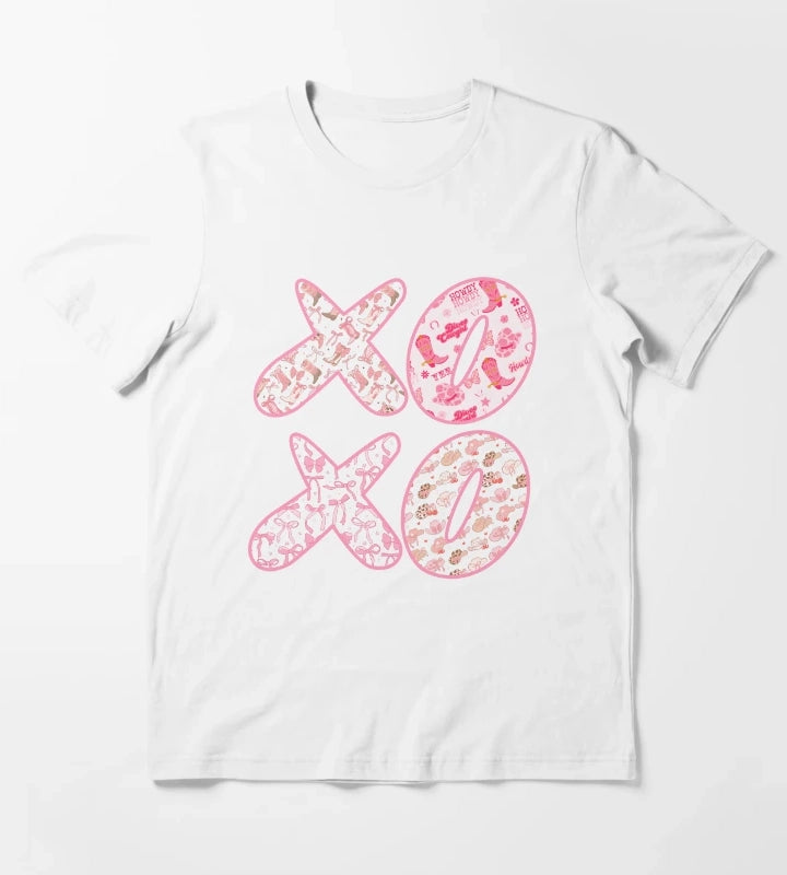 XOXO Cowgirl Bows Typography T-Shirt White