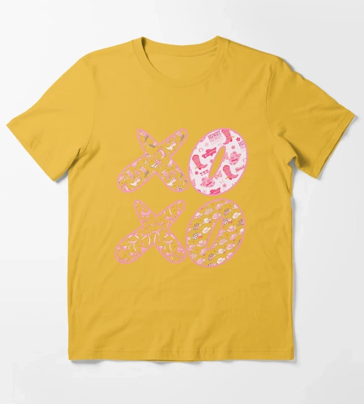 XOXO Cowgirl Bows Typography T-Shirt Yellow