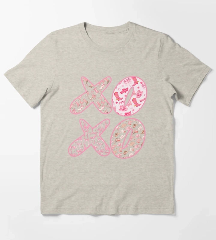 XOXO Cowgirl Bows Typography T-Shirt Cream