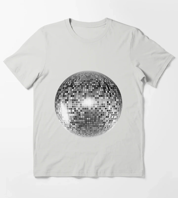 Y2K SHIMMERING DISCOBALL T-Shirt Light Grey