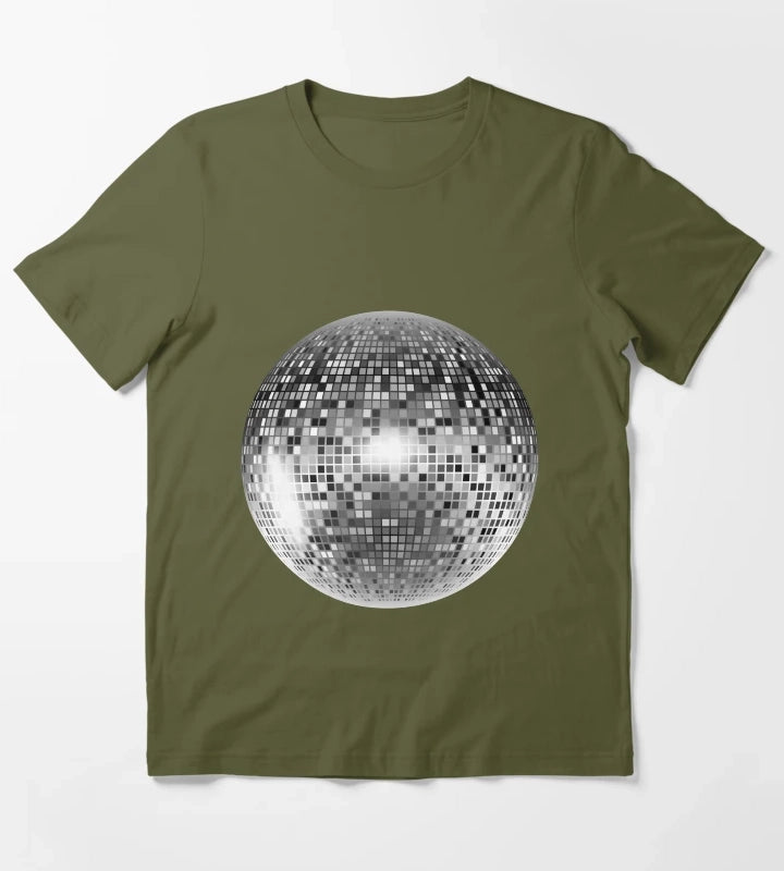 Y2K SHIMMERING DISCOBALL T-Shirt Olive Green