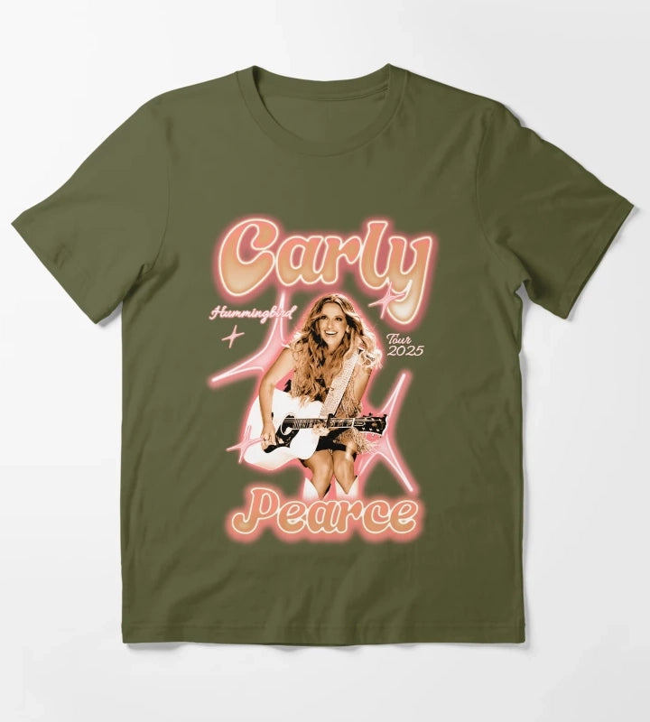 Y2k Pink Carly Pearce T-Shirt Olive Green