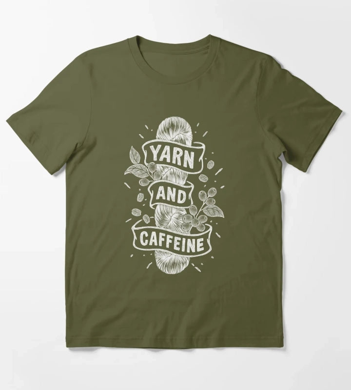 Yarn Caffeine White T-Shirt Olive Green