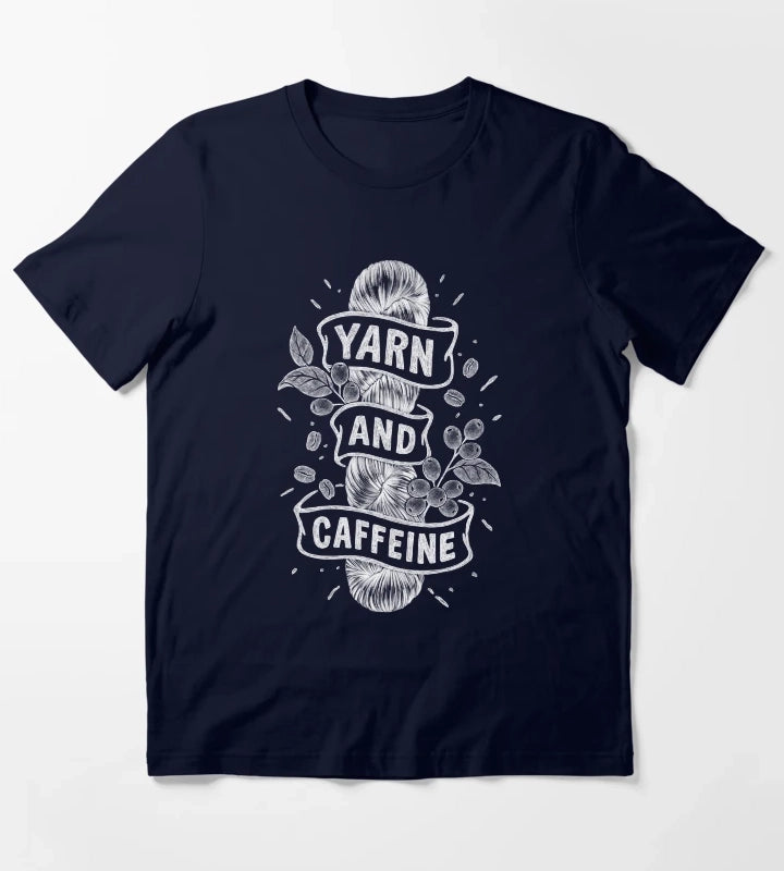 Yarn Caffeine White T-Shirt Navy