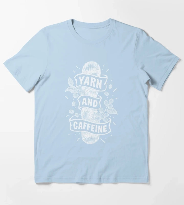 Yarn Caffeine White T-Shirt Sky Blue