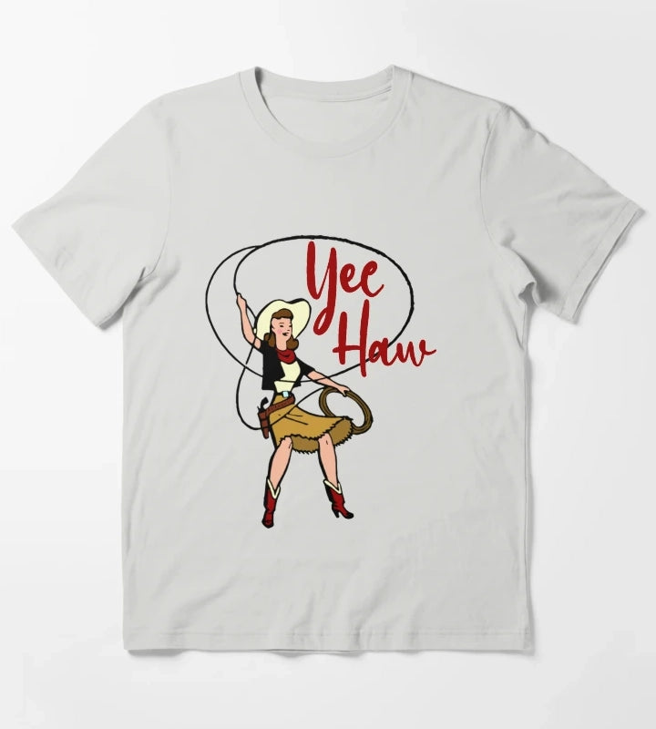Yee Haw Cowgirl T-Shirt Light Grey
