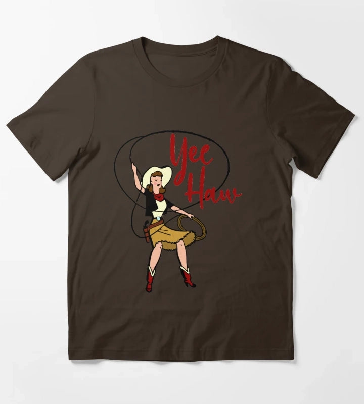 Yee Haw Cowgirl T-Shirt Brown