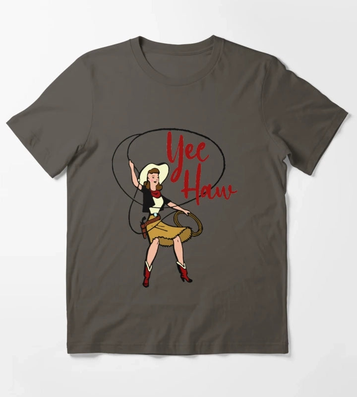 Yee Haw Cowgirl T-Shirt Dark Grey