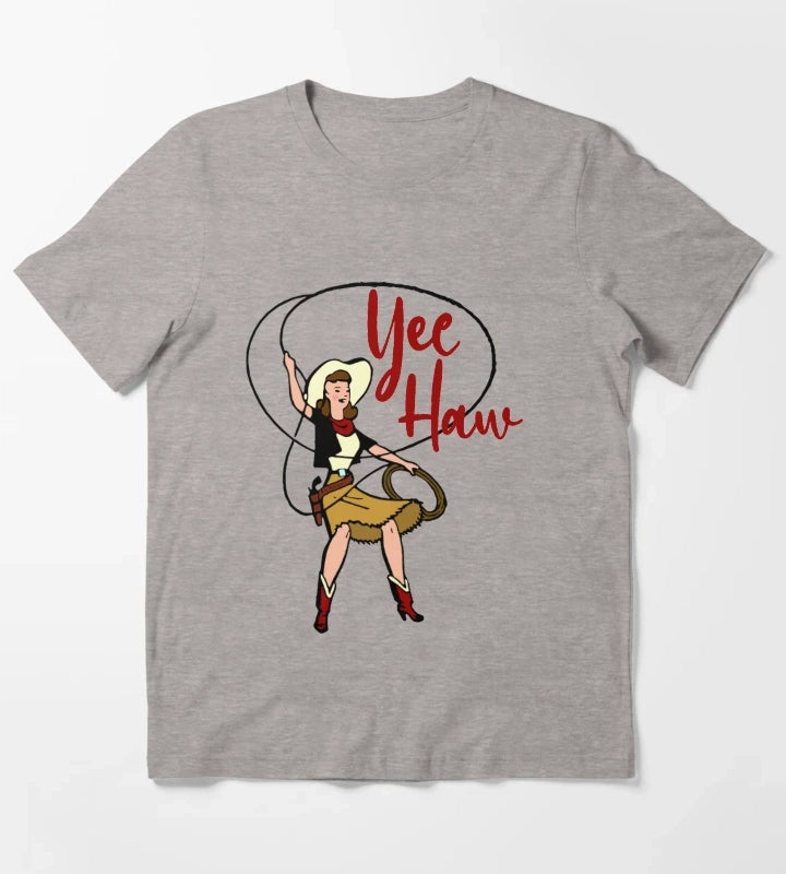 Yee Haw Cowgirl T-Shirt Heather Grey