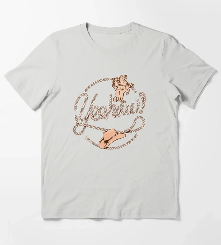 Yeehaw Cowboy Lasso Lariat Rope T-Shirt Light Grey