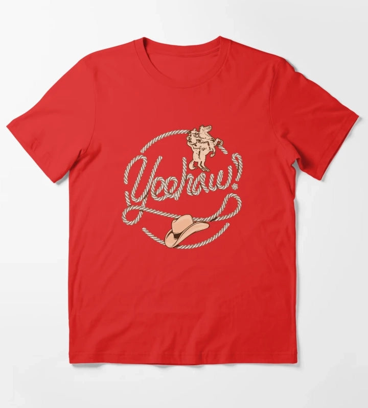Yeehaw Cowboy Lasso Lariat Rope T-Shirt Red