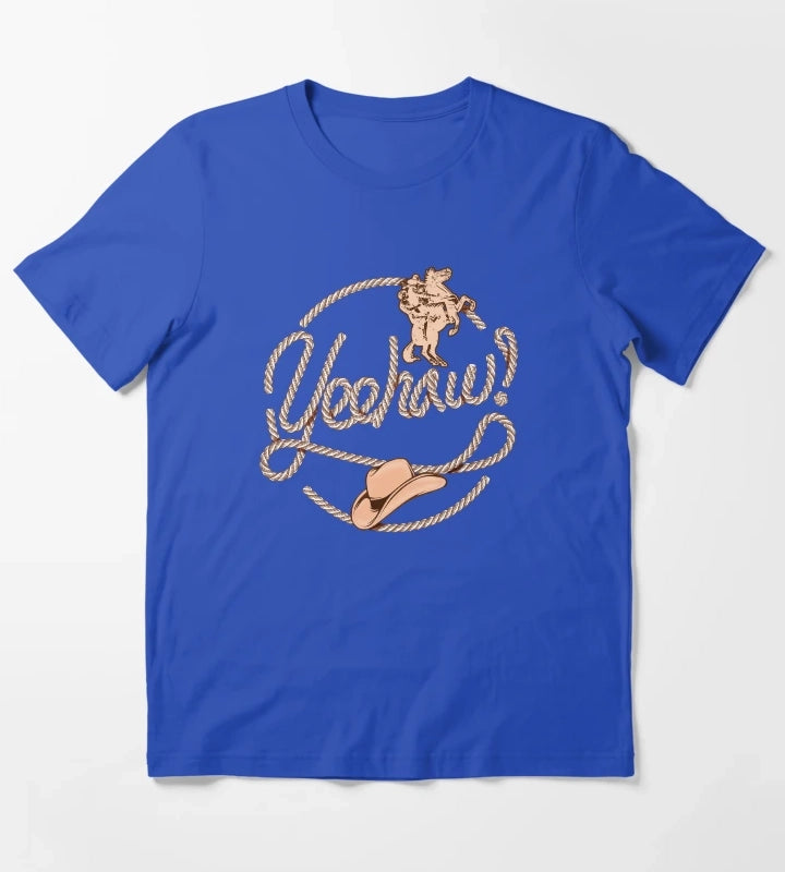 Yeehaw Cowboy Lasso Lariat Rope T-Shirt Blue