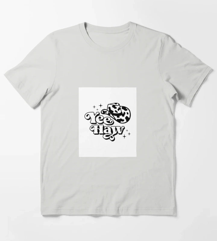 Yeehaw Cowgirl in Cowboy Hat T-Shirt Light Grey