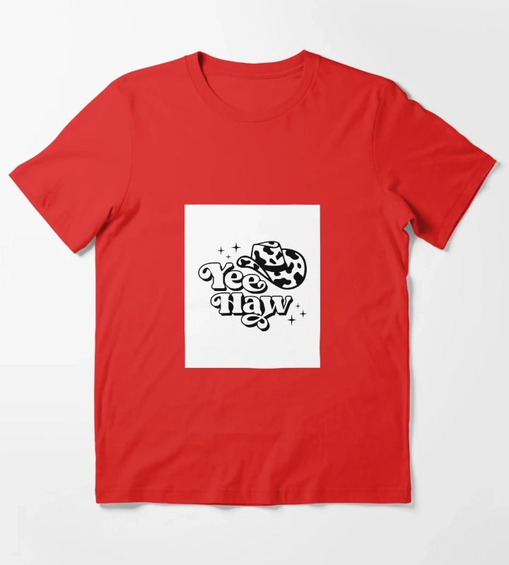 Yeehaw Cowgirl in Cowboy Hat T-Shirt Red