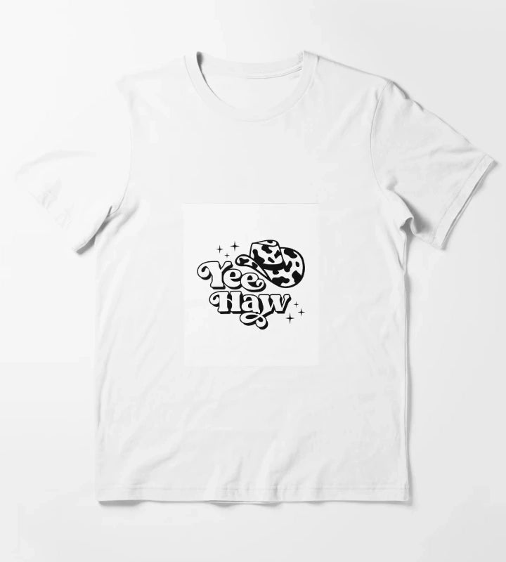 Yeehaw Cowgirl in Cowboy Hat T-Shirt White