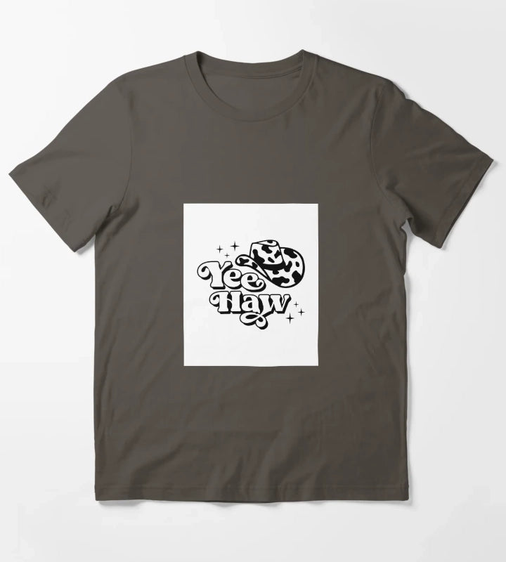 Yeehaw Cowgirl in Cowboy Hat T-Shirt Dark Grey