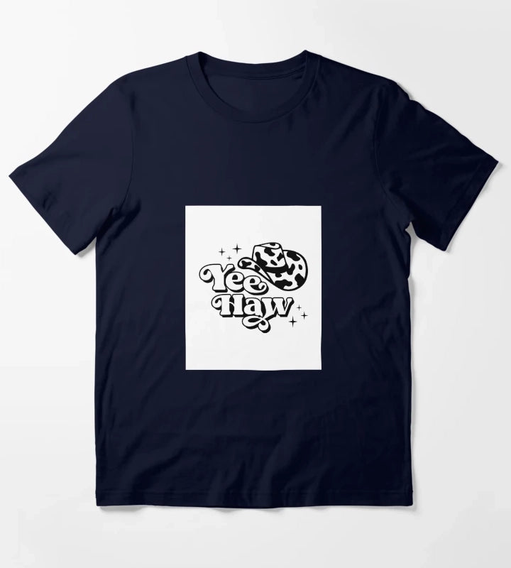 Yeehaw Cowgirl in Cowboy Hat T-Shirt Navy