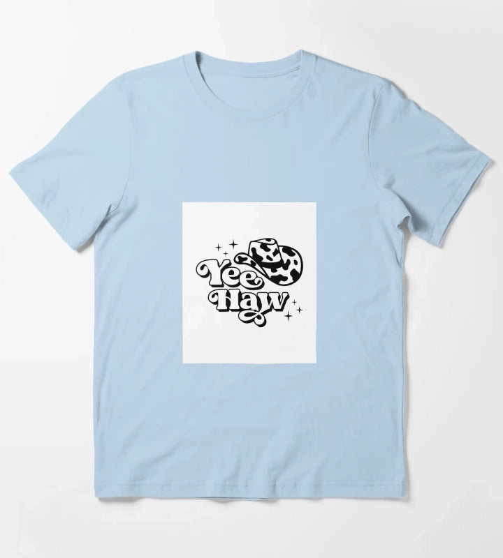 Yeehaw Cowgirl in Cowboy Hat T-Shirt Sky Blue