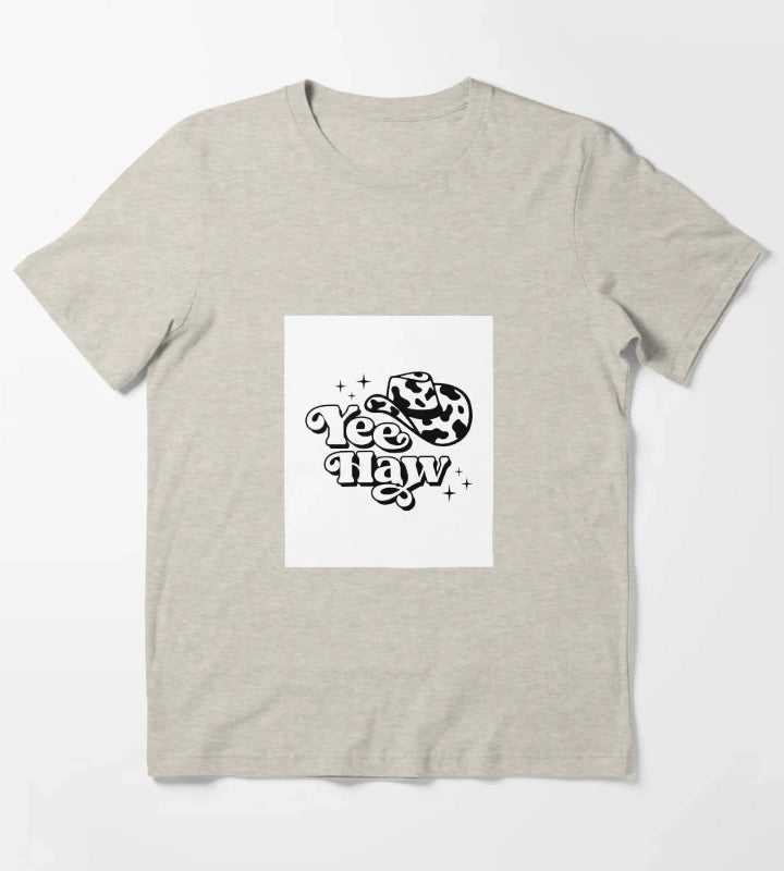 Yeehaw Cowgirl in Cowboy Hat T-Shirt Cream