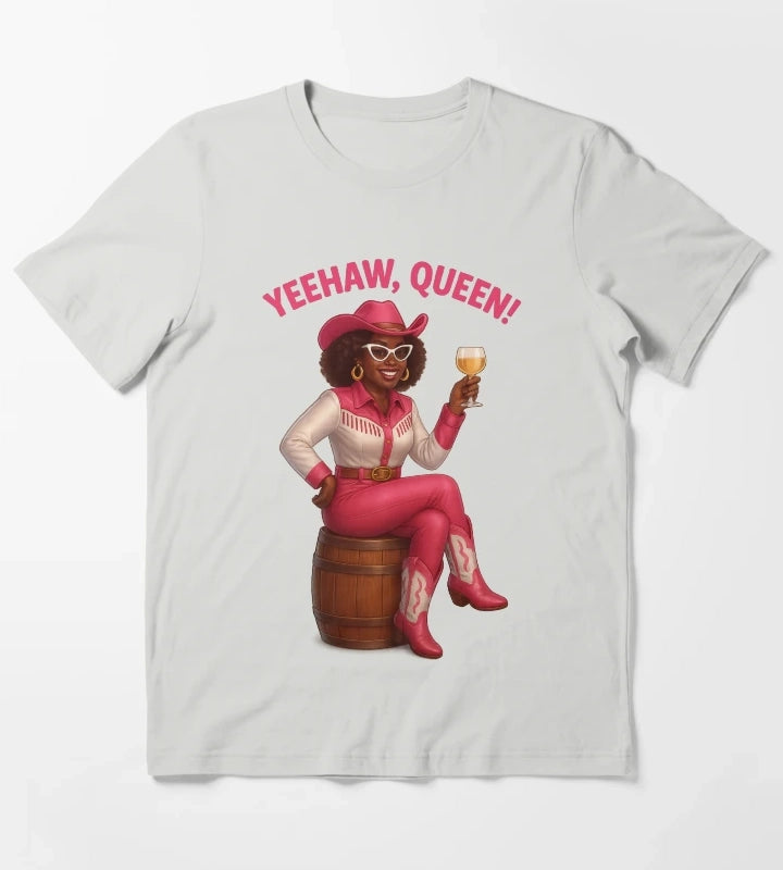 Yeehaw Queen Glam Western Cowgirl T-Shirt Light Grey